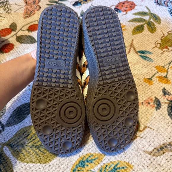 adidas Leopard Print Samba Sneakers with Cream Stripes and Red Accents - Picture 7 of 11